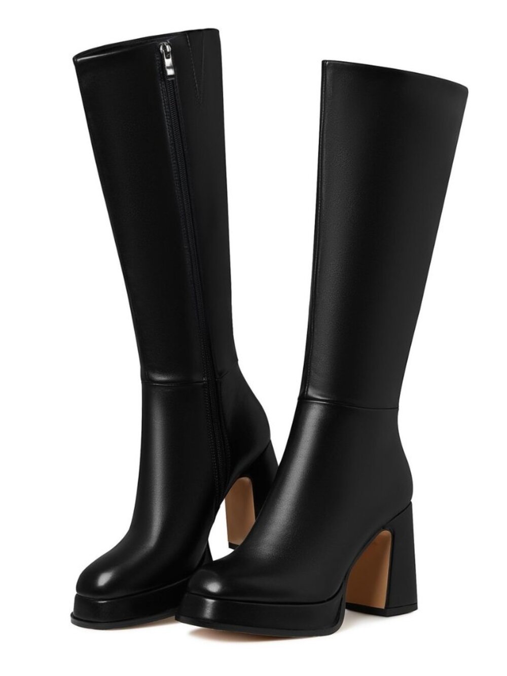 Platform Knee High Boots For Women Tall Fall Chunky Heel Boot
